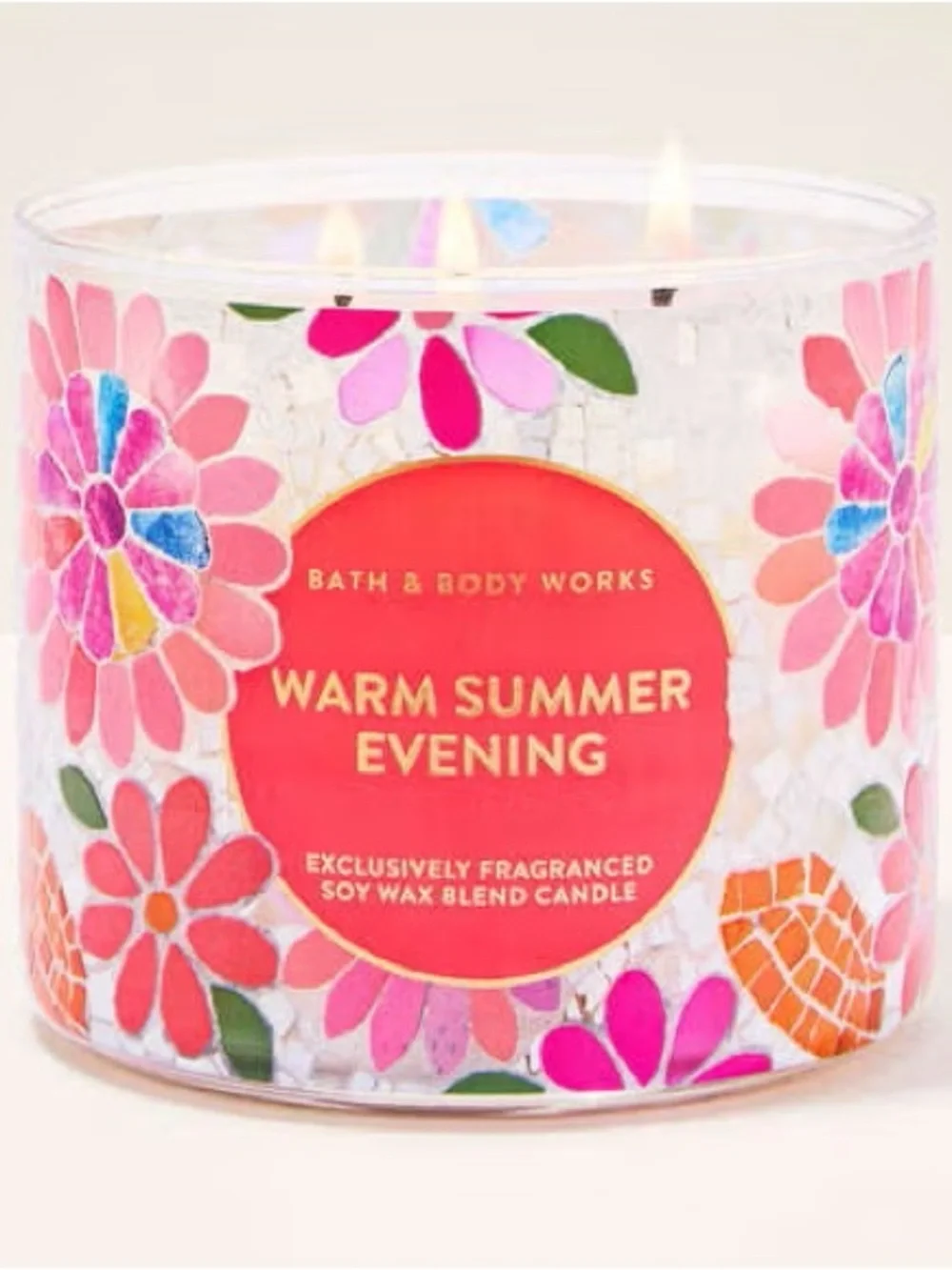 Bath & Body Works Floral Mosaic 3-Wick Candle - Pink & Coral
